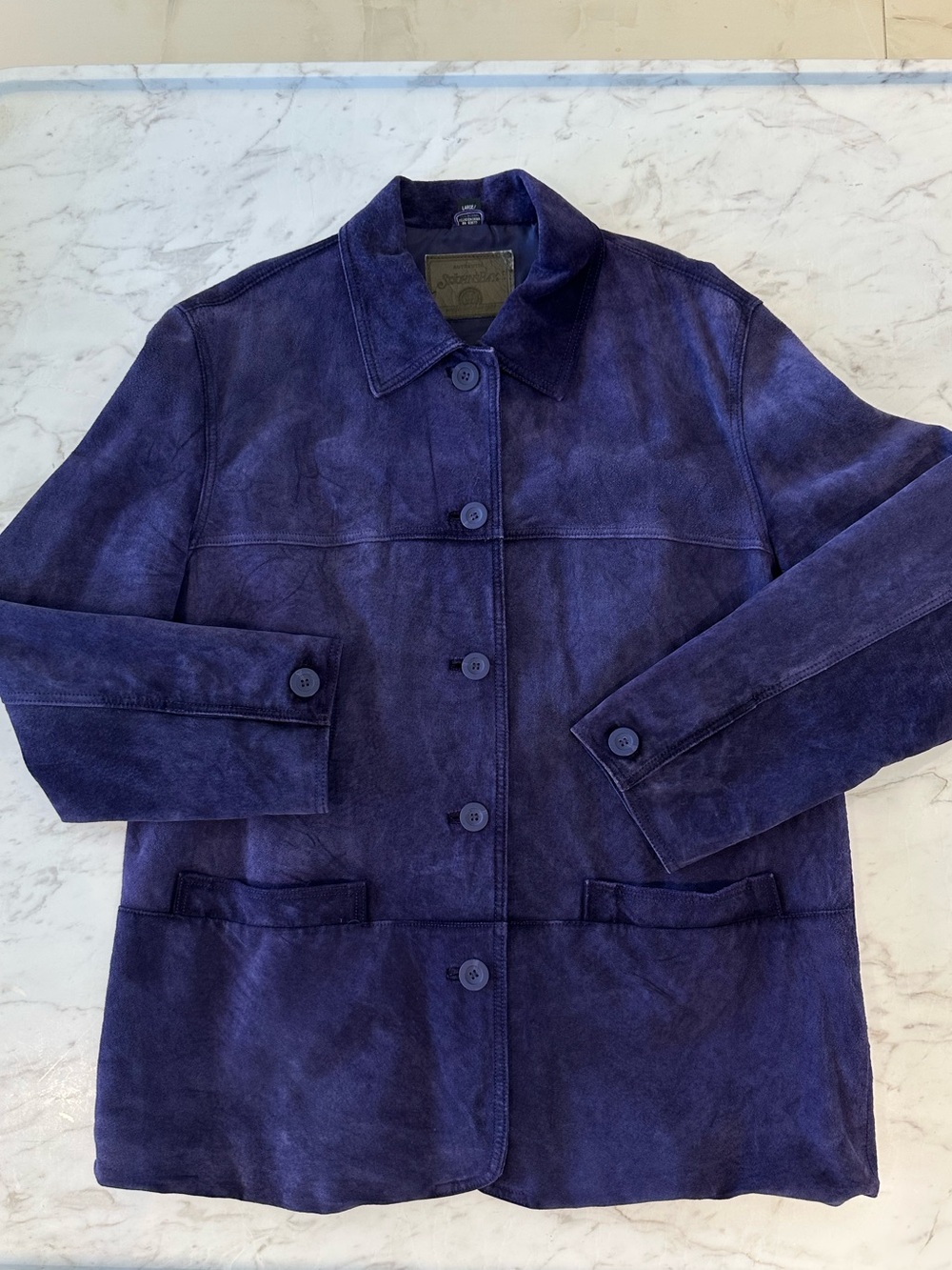 St. John's Bay Suede Button-Front Jacket in Purple Women’s Size Large